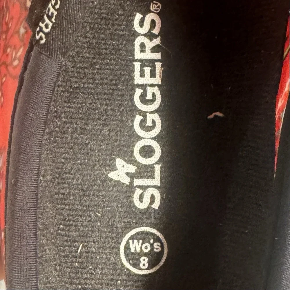 Sloggers Women's Paisley Red Waterproof Slip-On Garden Shoes Size 8 Whimsical